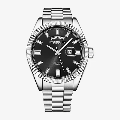 Stuhrling Mens Silver Tone Stainless Steel Bracelet Watch