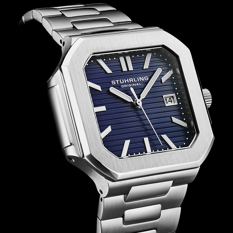 Stuhrling Mens Silver Tone Stainless Steel Bracelet Watch 4064.3