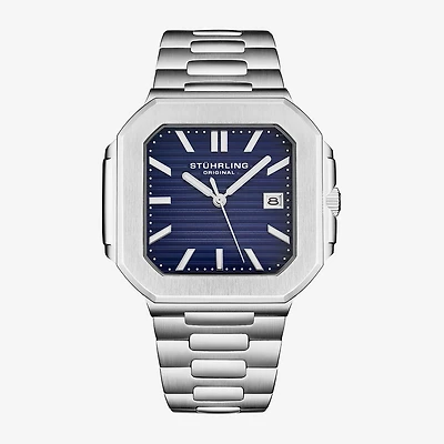 Stuhrling Mens Silver Tone Stainless Steel Bracelet Watch 4064.3