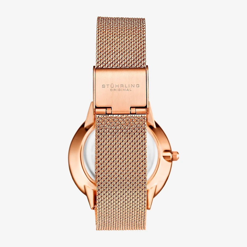 Stuhrling Womens Rose Goldtone Stainless Steel Strap Watch