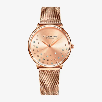 Stuhrling Womens Rose Goldtone Stainless Steel Strap Watch