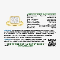 E-F / Vs1-Vs2 Womens 3 CT. T.W. Lab Grown White Diamond 14K Gold Rectangular Solitaire Engagement Ring