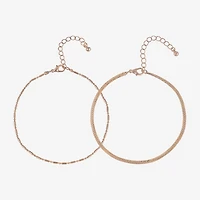 Bijoux Bar Delicates Womens 9 Inch Herringbone Ankle Bracelet
