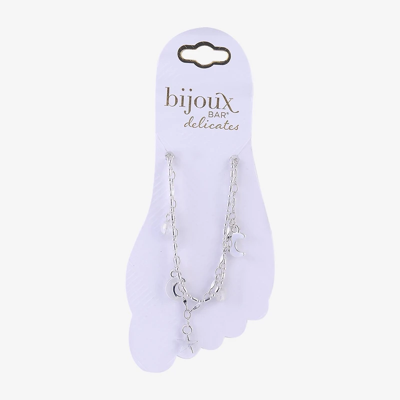 Bijoux Bar Delicates Womens 9 Inch Link Moon Ankle Bracelet