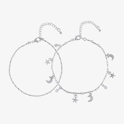 Bijoux Bar Delicates Womens 9 Inch Link Moon Ankle Bracelet