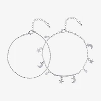 Bijoux Bar Delicates Womens 9 Inch Link Moon Ankle Bracelet