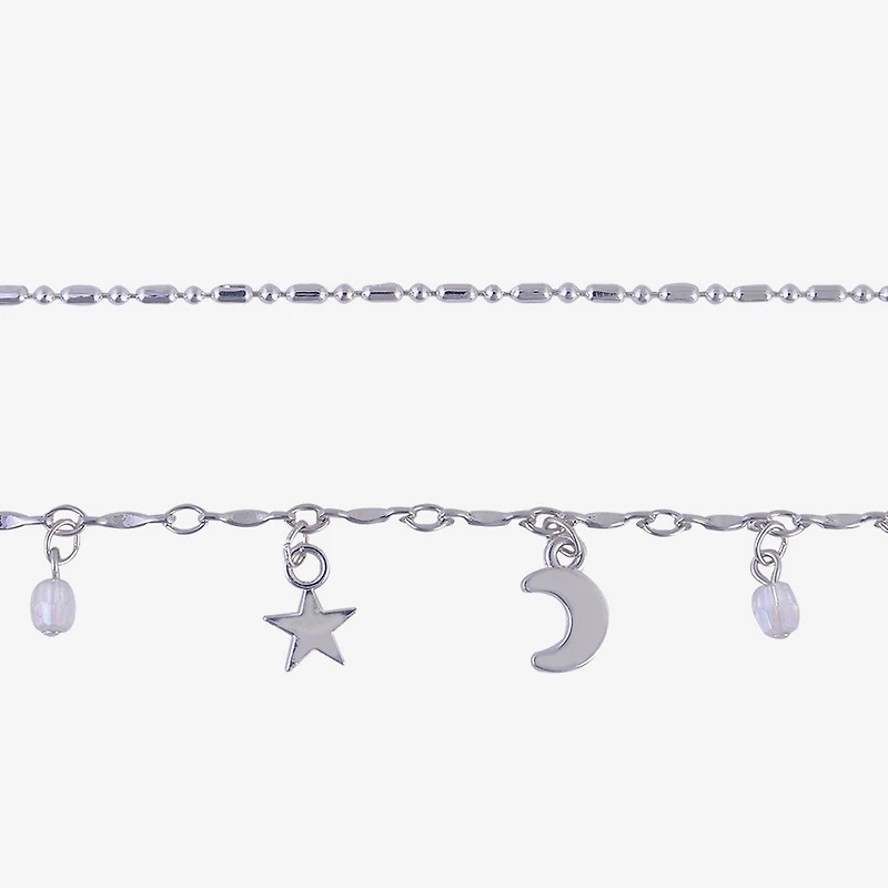 Bijoux Bar Delicates Womens 9 Inch Link Moon Ankle Bracelet