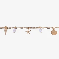 Bijoux Bar Delicates Shell Starfish Womens 9 Inch Cable Ankle Bracelet