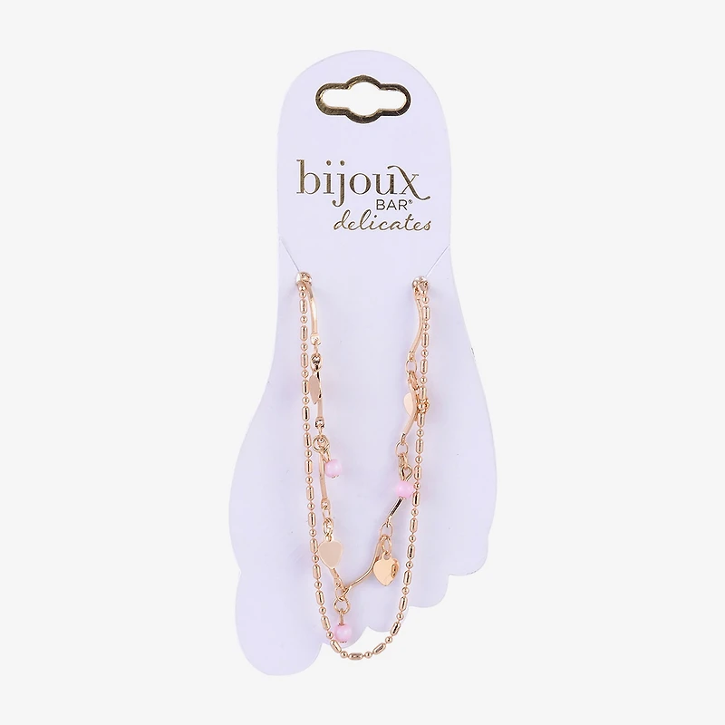 Bijoux Bar Delicates Womens 9 Inch Link Heart Ankle Bracelet