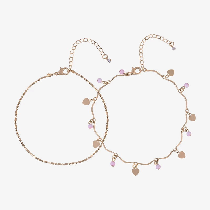 Bijoux Bar Delicates Womens 9 Inch Link Heart Ankle Bracelet