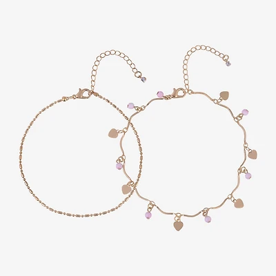 Bijoux Bar Delicates Womens 9 Inch Link Heart Ankle Bracelet