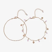 Bijoux Bar Delicates Womens 9 Inch Link Heart Ankle Bracelet