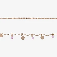 Bijoux Bar Delicates Womens 9 Inch Link Heart Ankle Bracelet