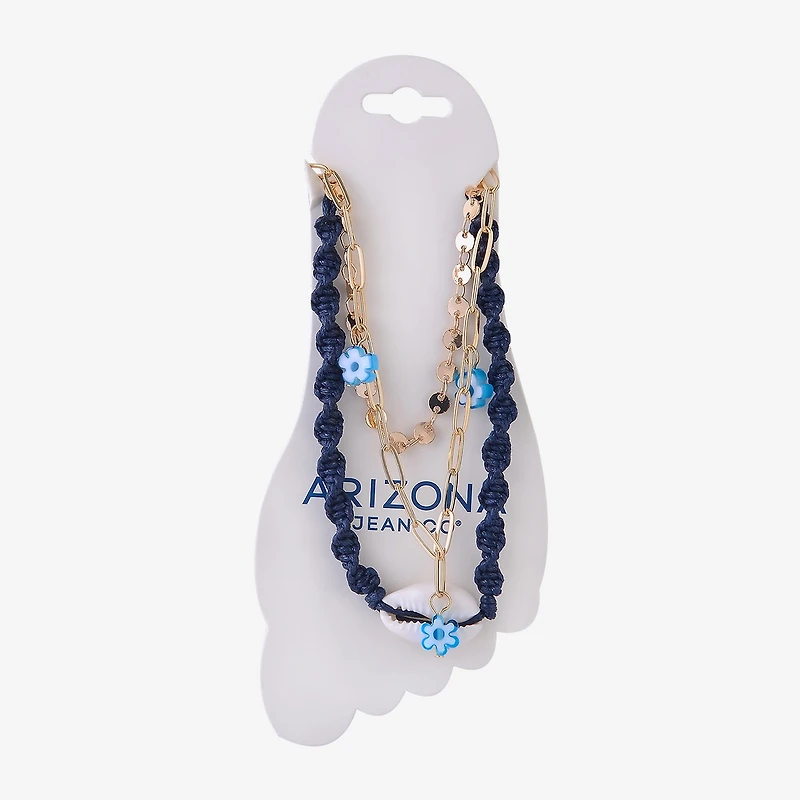 Arizona Unisex 9 Inch Cable Flower Ankle Bracelet