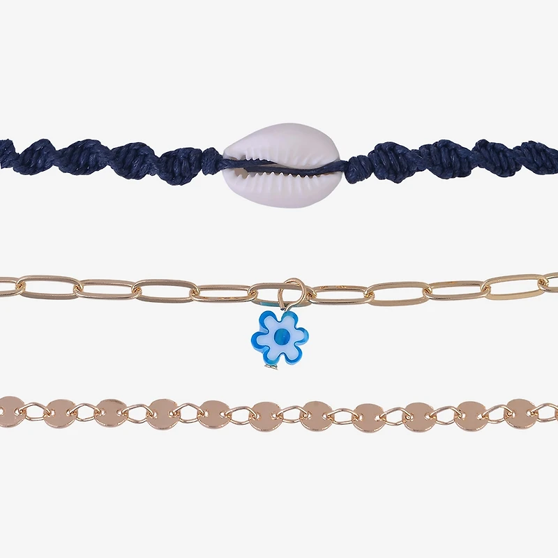 Arizona Unisex 9 Inch Cable Flower Ankle Bracelet