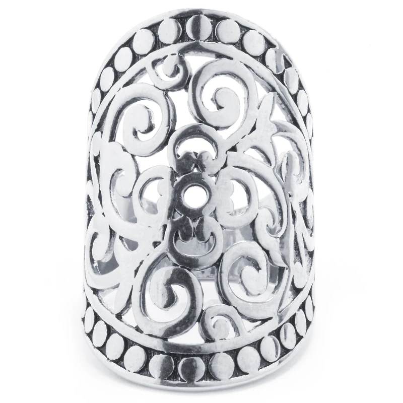 Sparkle Allure Womens Pure Silver Over Brass Oblong Cocktail Ring
