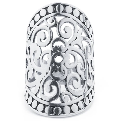 Sparkle Allure Womens Pure Silver Over Brass Oblong Cocktail Ring