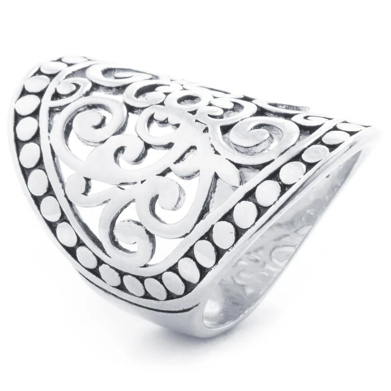 Sparkle Allure Womens Pure Silver Over Brass Oblong Cocktail Ring