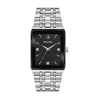 Bulova Quadra Mens Silver Tone Stainless Steel Bracelet Watch 96d145