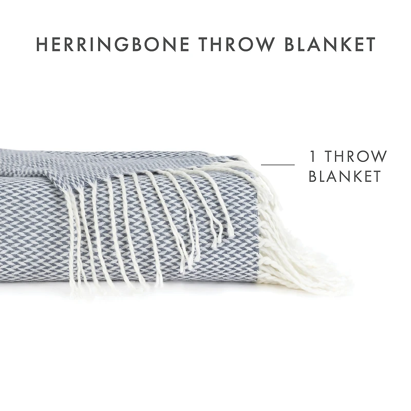 Casual Comfort Herringbone Lightweight Throw