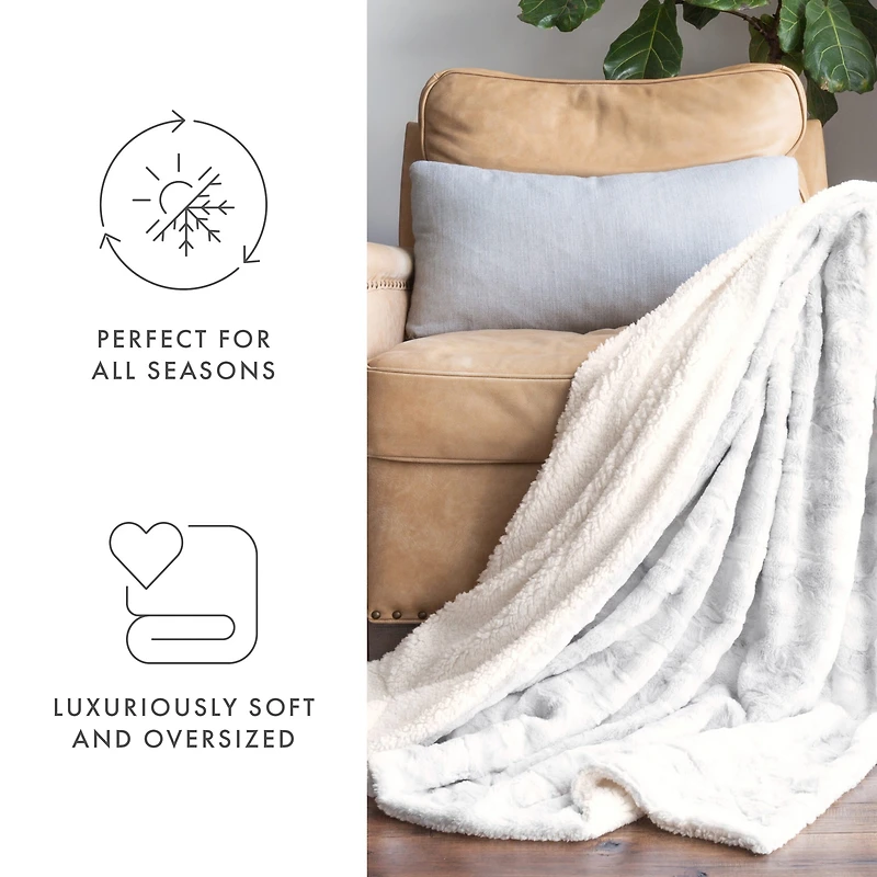 Casual Comfort Faux Fur Tie Dye Reversible Extra Weight Throw Blanket