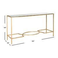 Inga Gold Console Table with Glass Top