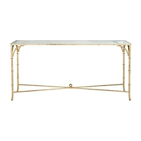 Maurice Faux Bamboo Console Table with Glass Top