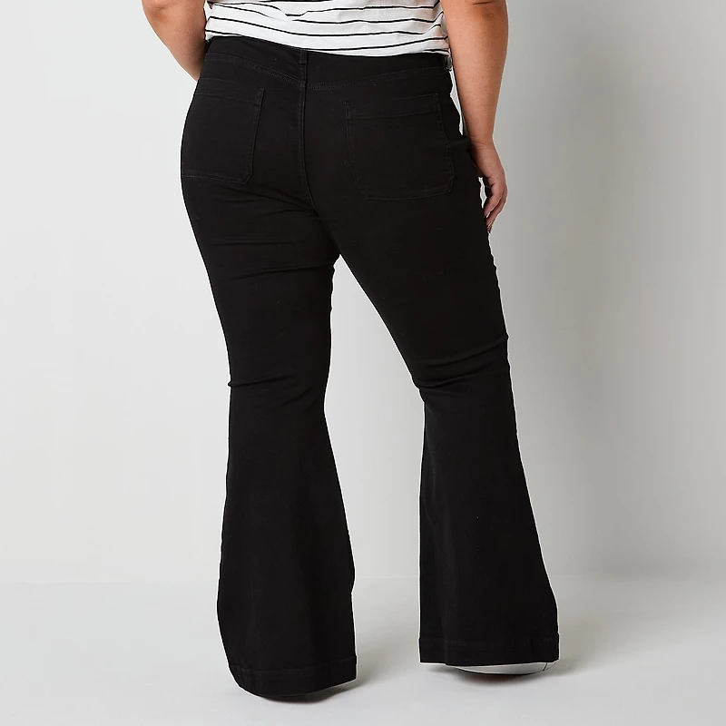 a.n.a Womens Plus High Rise Flare Leg Jean