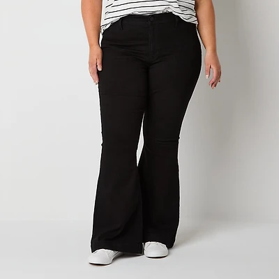 a.n.a Womens Plus High Rise Flare Leg Jean