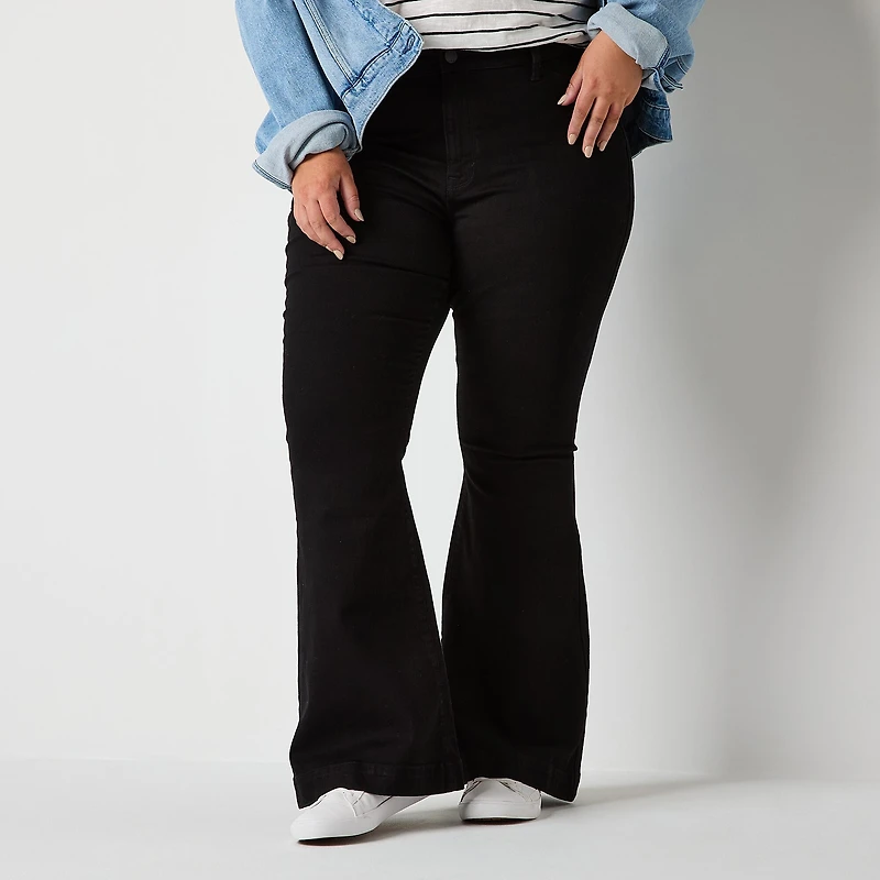 a.n.a Womens Plus High Rise Flare Leg Jean