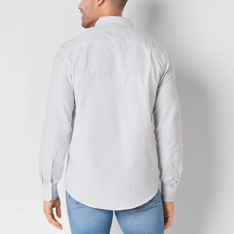 St. John's Bay Performance Oxford Dexterity Mens Easy-on + Easy-off Long Sleeve Classic Fit Button-Down Shirt