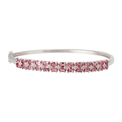 LIMITED QUANTITIES Genuine Pink Tourmaline Sterling Silver Bangle