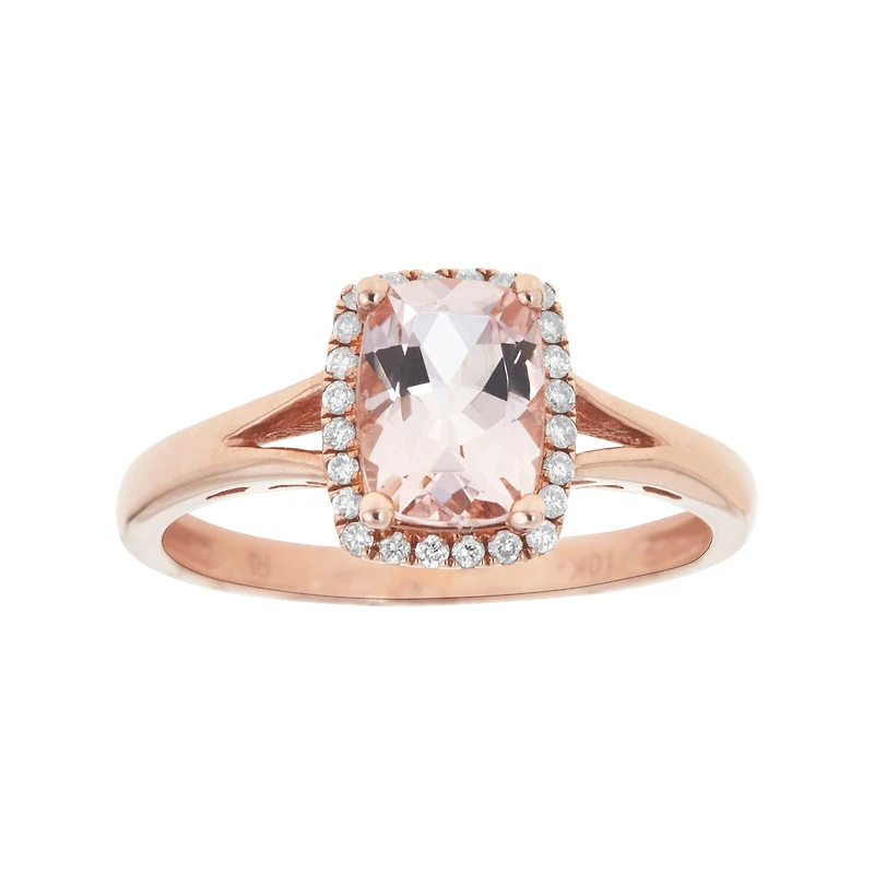 LIMITED QUANTITIES Genuine Morganite and 1/8 CT. T.W. Diamond Rose Gold Ring