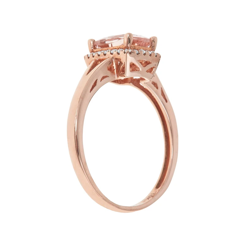 LIMITED QUANTITIES Genuine Morganite and 1/8 CT. T.W. Diamond Rose Gold Ring