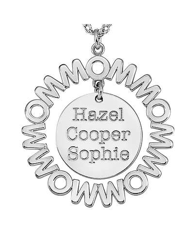 Personalized "Mom" with Child Names Circle 27mm Pendant Necklace