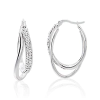 Crystal Sterling Silver Double Hoop Earrings