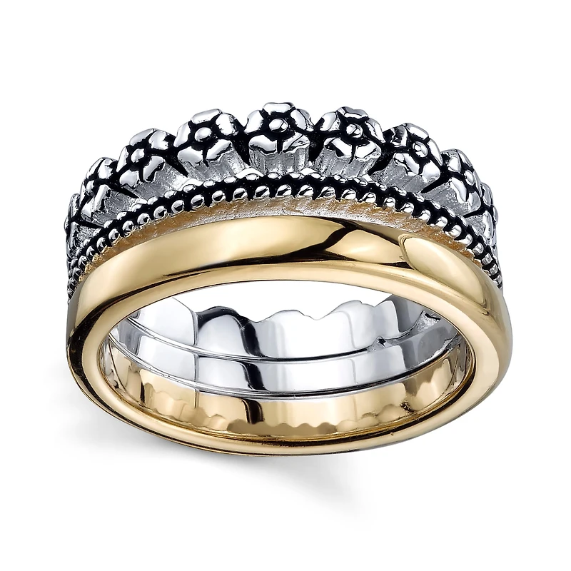 Womens Sterling Silver Flower Band