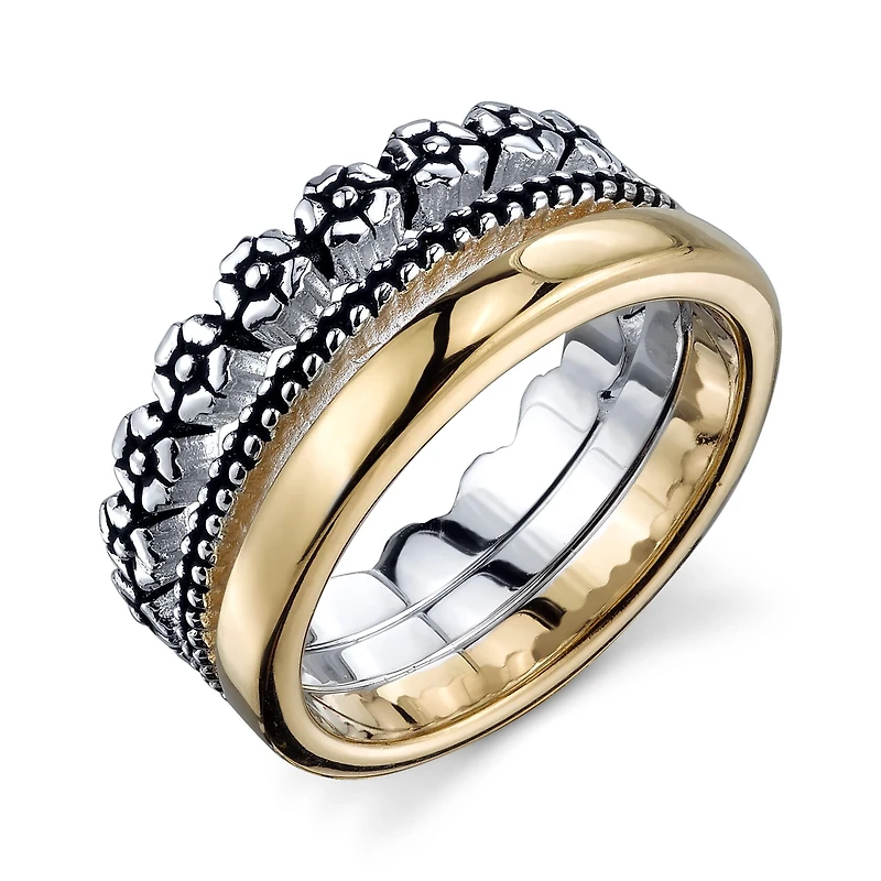 Womens Sterling Silver Flower Band