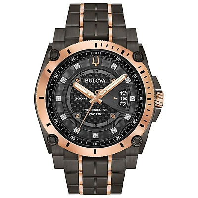 Bulova Precisionist Mens Two Tone Stainless Steel Bracelet Watch 98d149