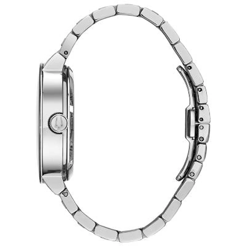 Bulova Futuro Mens Automatic Silver Tone Stainless Steel Bracelet Watch 96a204