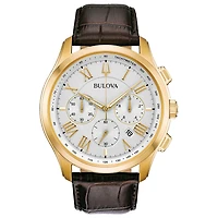 Bulova Wilton Mens Brown Stainless Steel Strap Watch 97b169