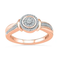 Womens 1/5 CT. Natural White Diamond 10K Gold Round Halo Engagement Ring