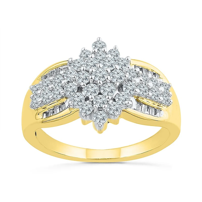 Womens 7/8 CT. Natural White Diamond 10K Gold Engagement Ring