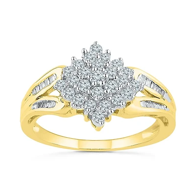 Womens 1/2 CT. T.W. Natural White Diamond 10K Gold Side Stone Engagement Ring