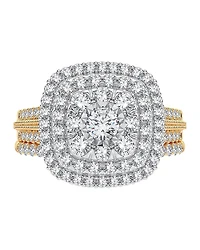 1 CT. T.W. Natural Diamond Cushion Side Stone Halo Engagement Ring 10K or 14K Gold