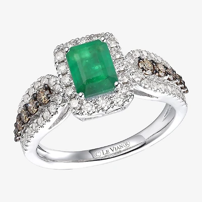 Le Vian® Grand Sample Sale™ Ring featuring 3/4 CT. Emerald 1/4 CT. Chocolate Diamonds® 1/2 CT. Nude Diamonds™ set in 14K Vanilla Gold®