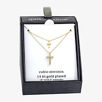 Sparkle Allure Womens Cubic Zirconia 14K Gold Over Brass 16 Inch Strand Necklace