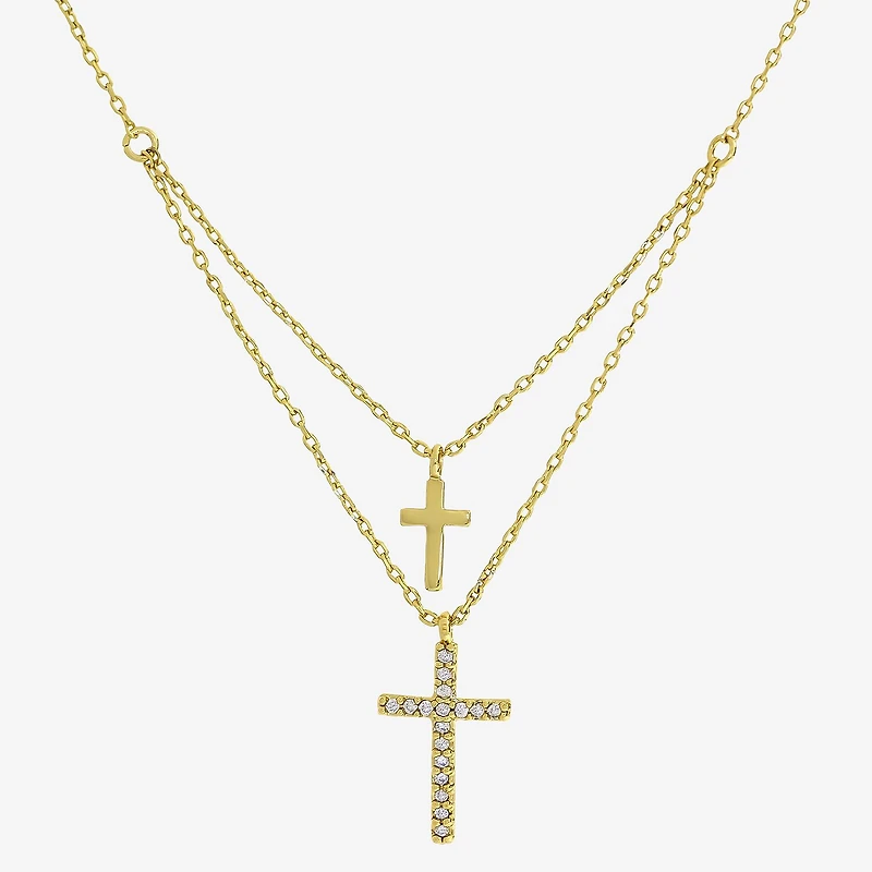 Sparkle Allure Womens Cubic Zirconia 14K Gold Over Brass 16 Inch Strand Necklace