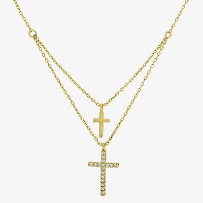 Sparkle Allure Womens Cubic Zirconia 14K Gold Over Brass 16 Inch Strand Necklace