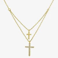 Sparkle Allure Womens Cubic Zirconia 14K Gold Over Brass 16 Inch Strand Necklace